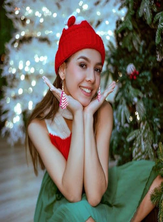 Yewkit Christmas Earrings for Women Hot Pink Santa Chrsitmas Earrings Acrylic Holiday Earrings Drop Dangle Earring Party Jewelry Gift - Image 3